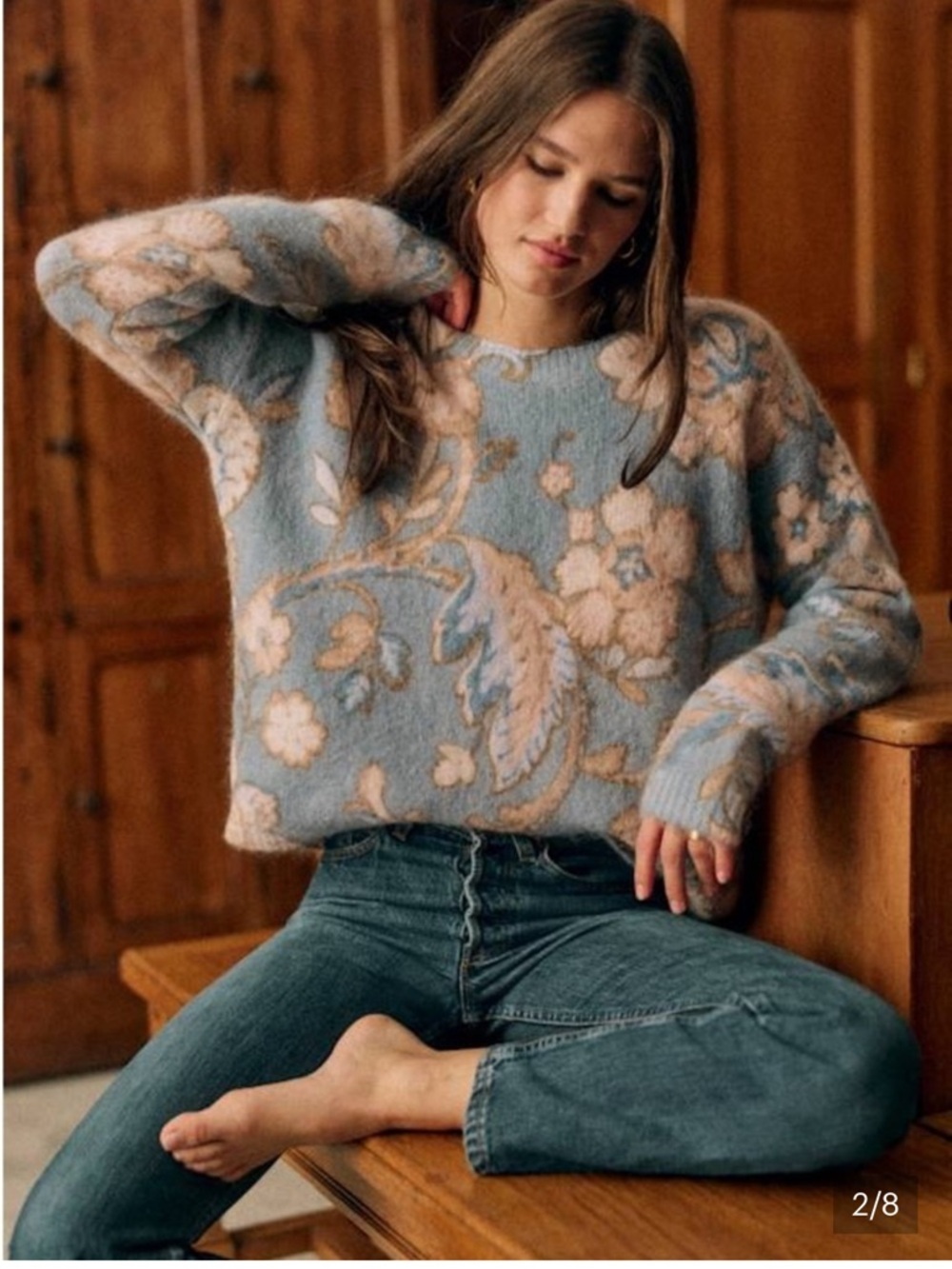 Sézane Hélène Jumper Size Small Wool Blend Knit Sweater Relaxed Fit French Chic